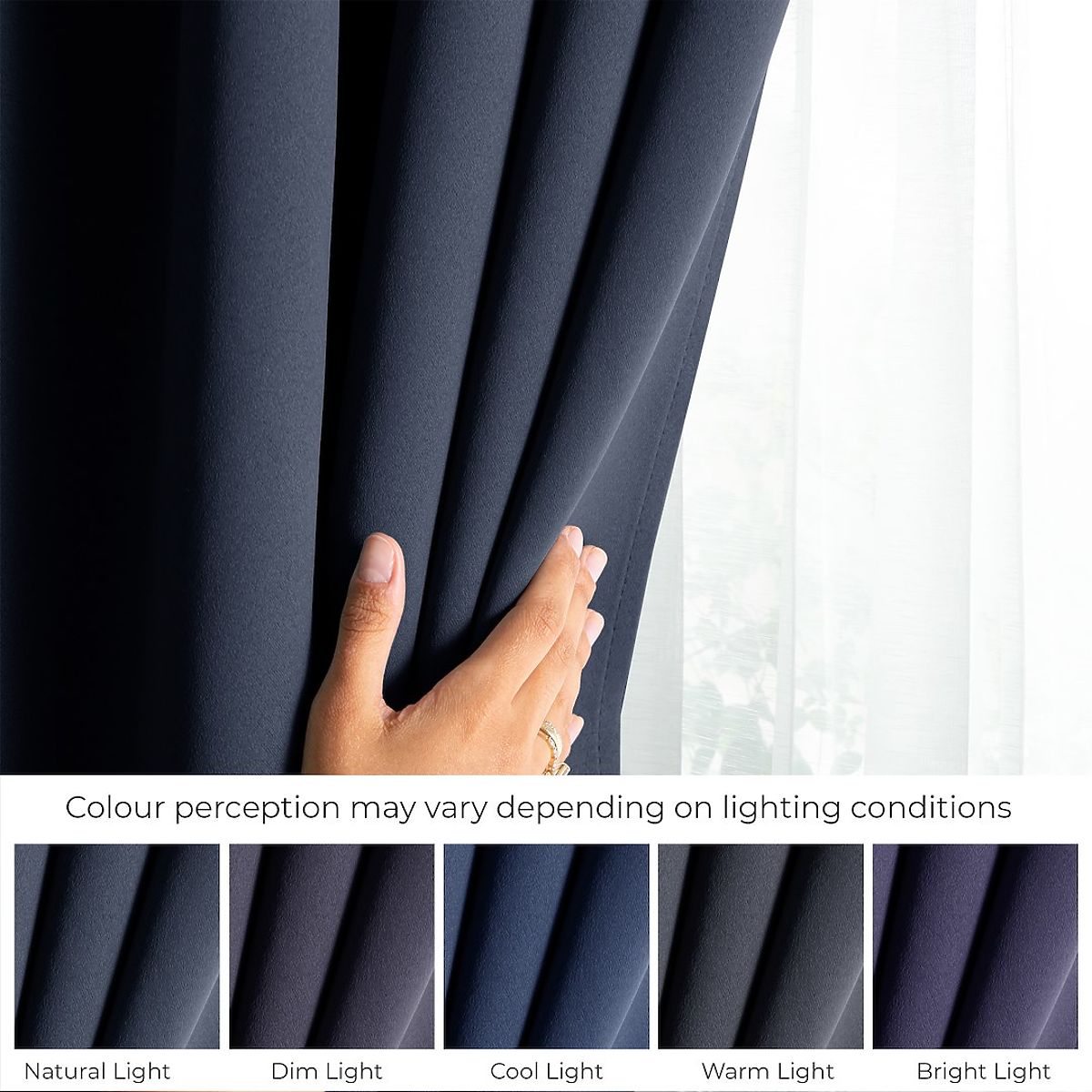 Tenda RESTILO BLACKOUT colore indaco, stile classico, occhielli argento, materiale bla