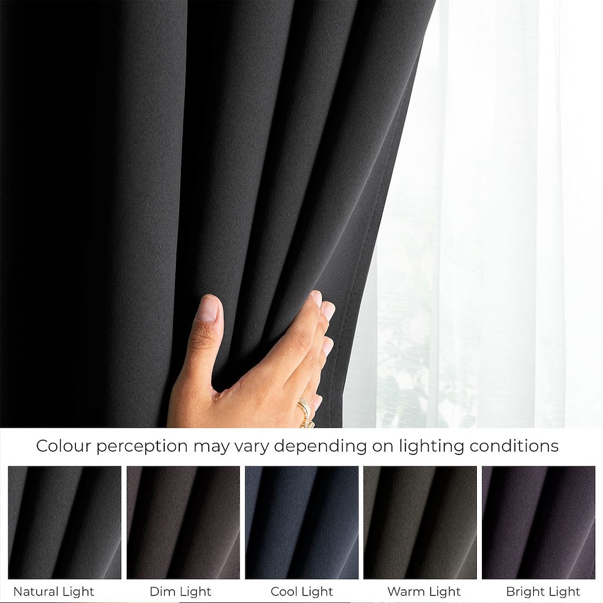 Tenda RESTILO BLACKOUT colore nero, fascetta per fissaggio, stile classico, occhielli argentati, mat