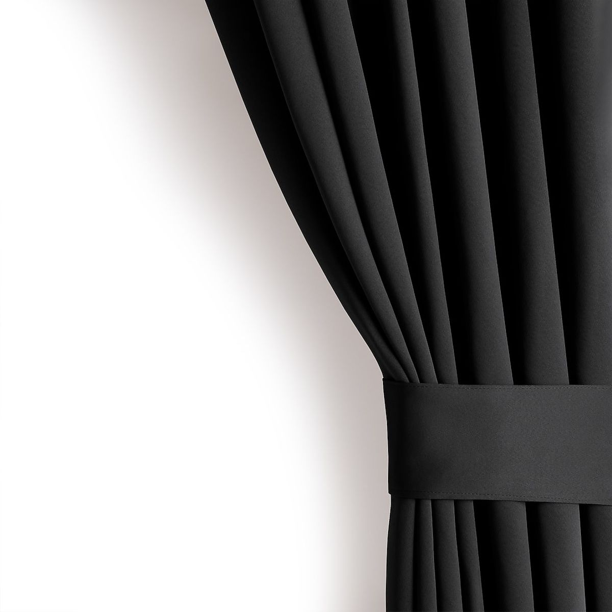 Tenda RESTILO BLACKOUT colore nero, fascetta per raccogliere, stile classico, occhielli argento, mat
