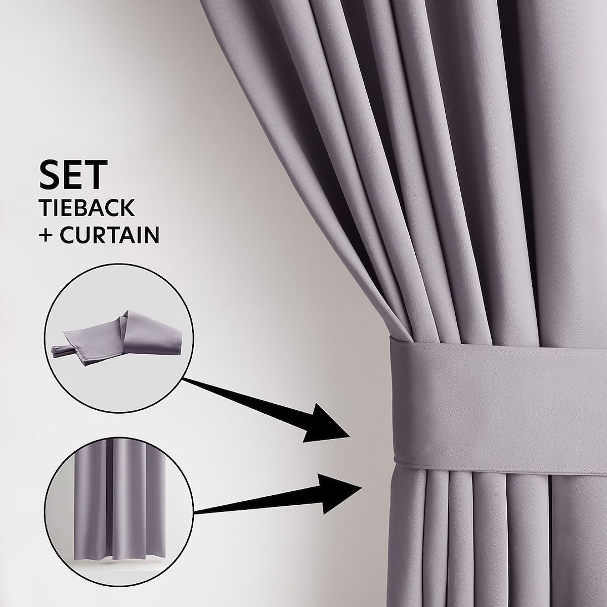 Tenda RESTILO BLACKOUT colore rosa cipria, fascetta regolabile, stile classico, occhielli argento
