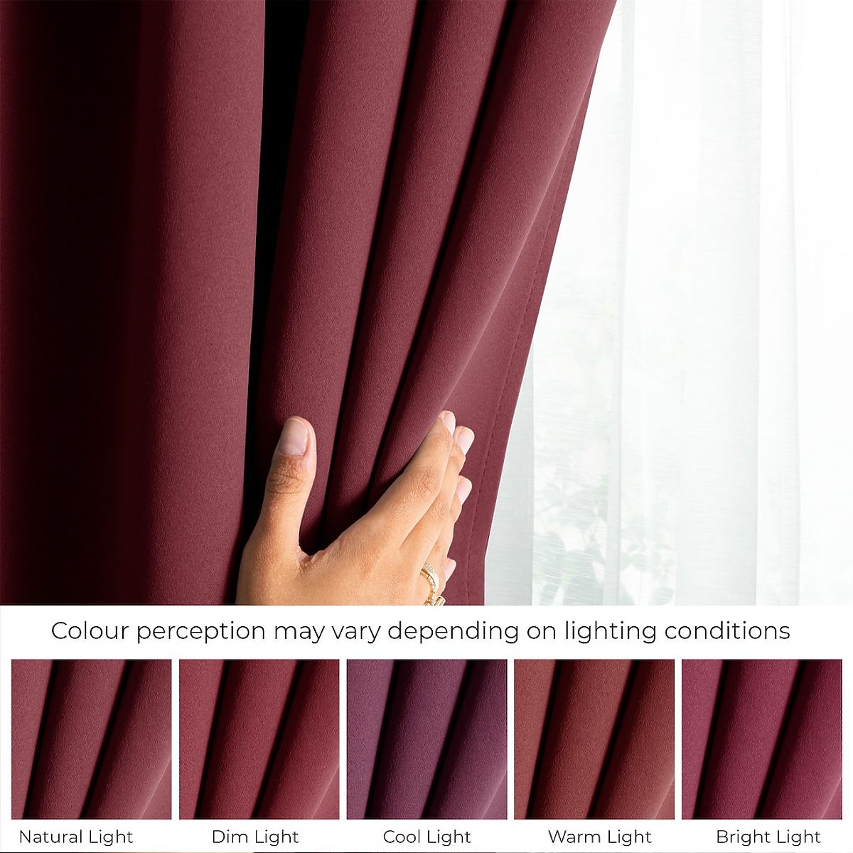 Tenda RESTILO BLACKOUT colore rosso, fascia regolabile, stile classico, occhielli argento, materiale