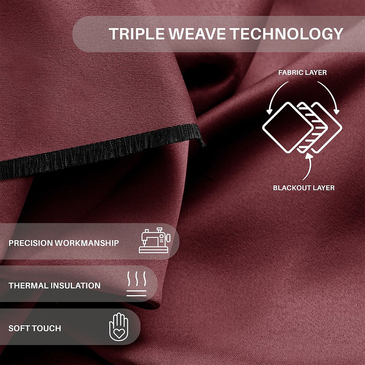 Tenda RESTILO BLACKOUT colore rosso, fascia regolabile, stile classico, occhielli argento, materiale