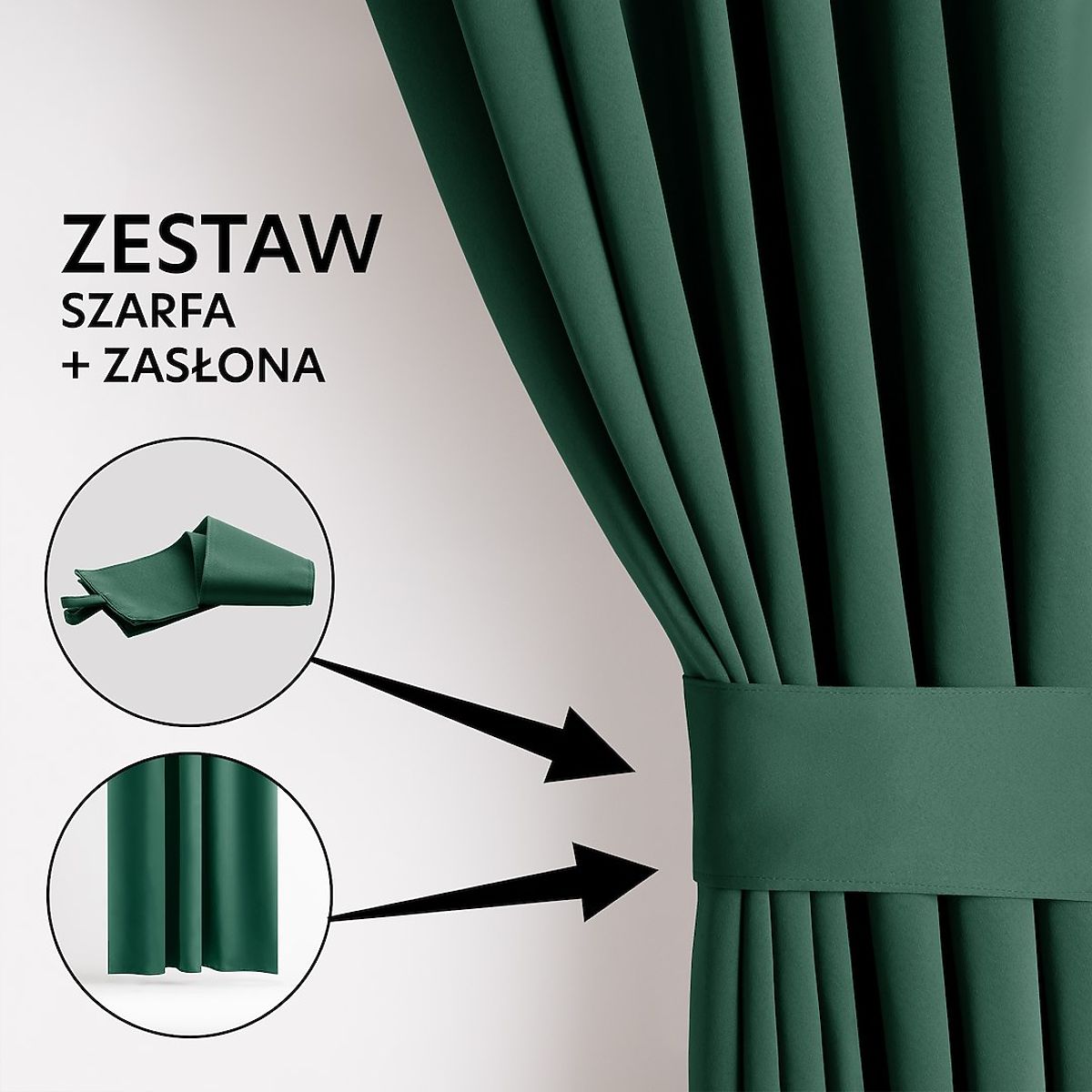 Tenda RESTILO BLACKOUT colore verde bottiglia, stile classico, nastro multifunzionale, materiale bla