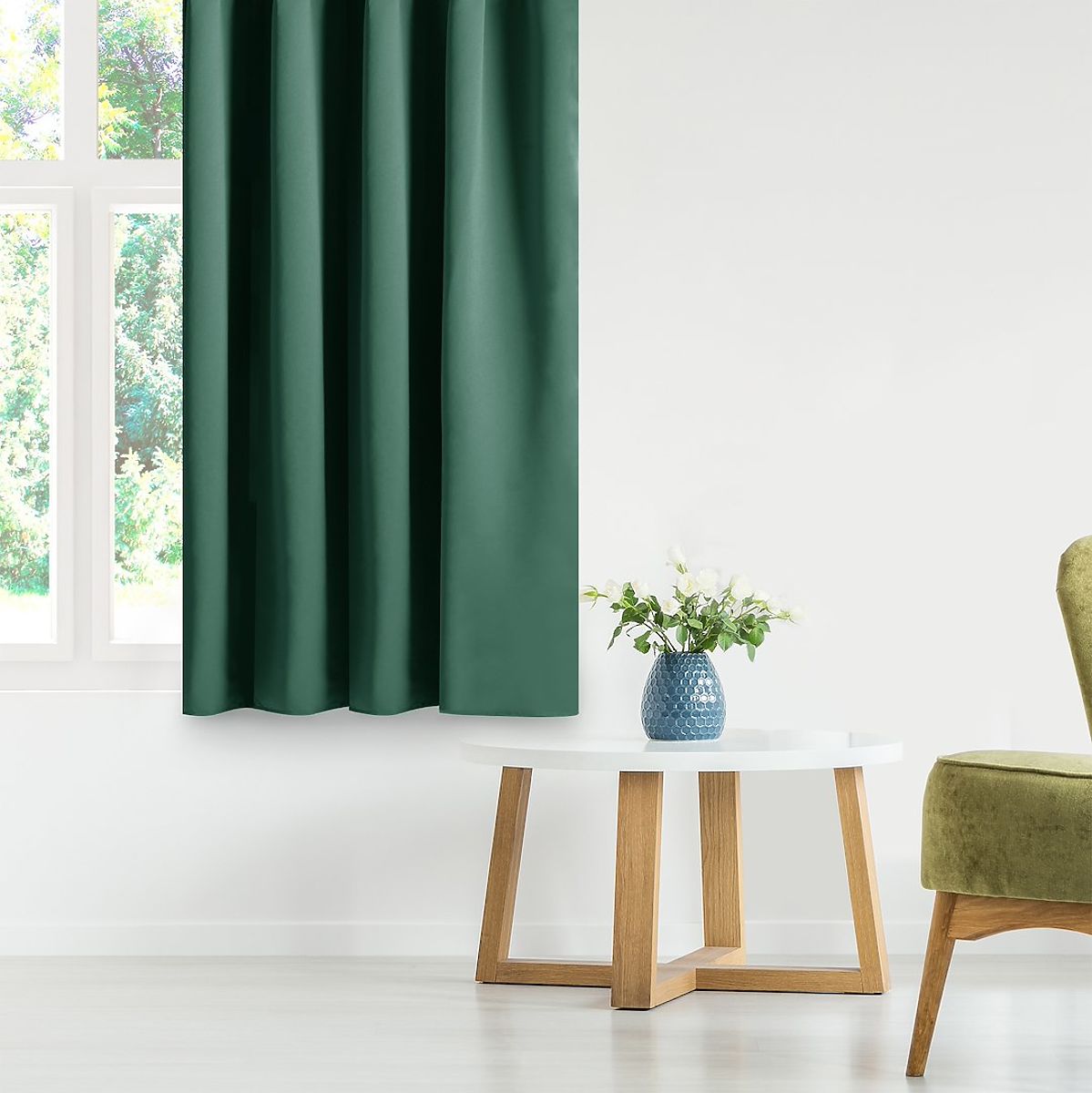 Tenda RESTILO BLACKOUT colore verde bottiglia, stile classico, nastro multifunzionale, materiale bla