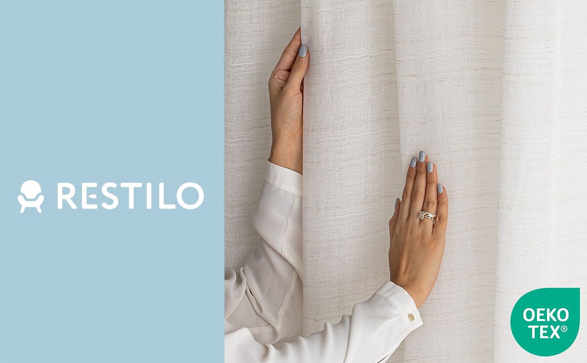 Tenda RESTILO DRIMAR colore beige stile moderno anelli argentati materiale lino, microfibra 140x270