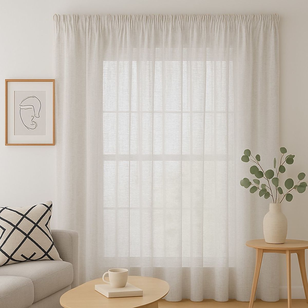 Tenda RESTILO DRIMAR colore beige stile moderno nastro materiale lino, microfibra 140x250
