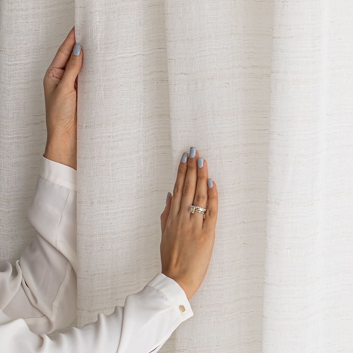 Tenda RESTILO DRIMAR colore beige stile moderno nastro materiale lino, microfibra 140x250
