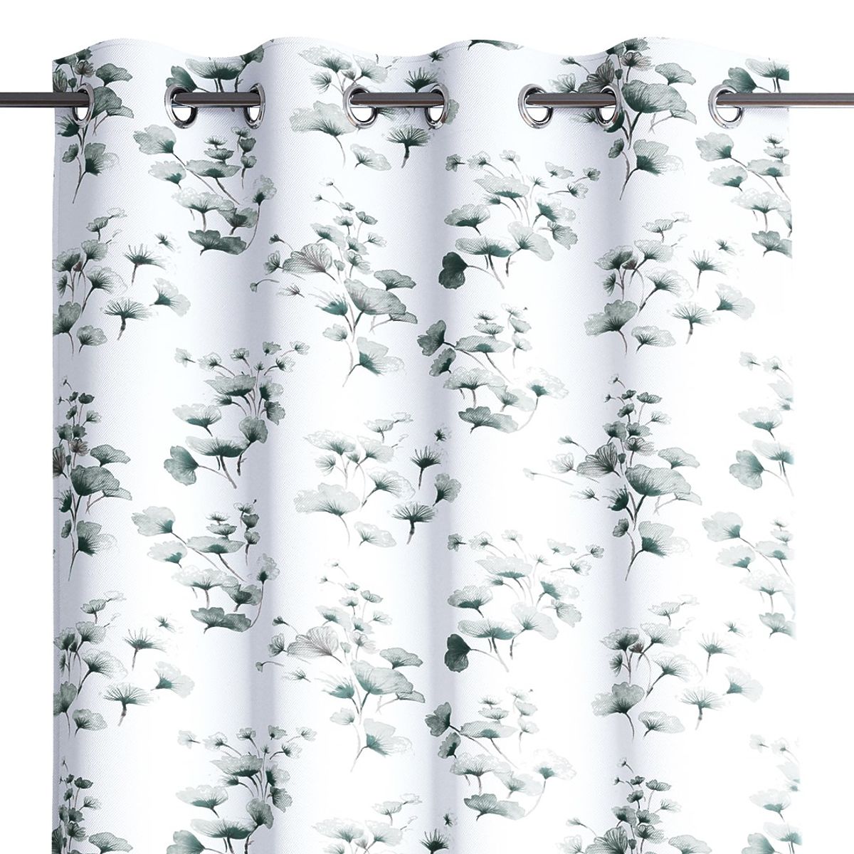Tenda SERENITY colore bianco motivo vegetale stampato stile classico occhielli metallici argentati