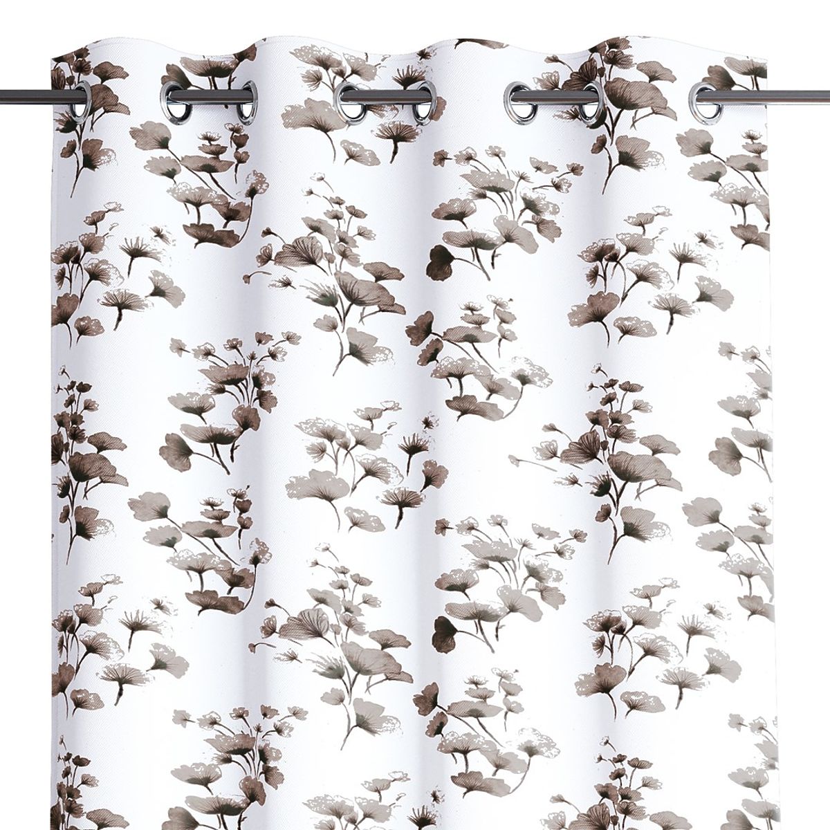 Tenda SERENITY colore bianco motivo vegetale stampato stile classico occhielli metallici argentati