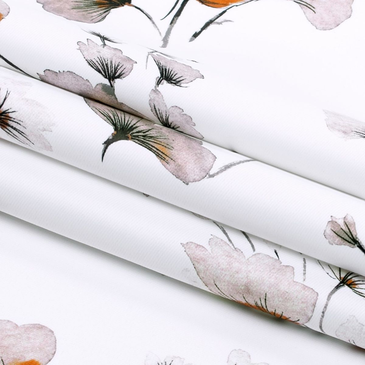 Tenda SERENITY colore bianco motivo vegetale stampato stile classico occhielli metallici argentati