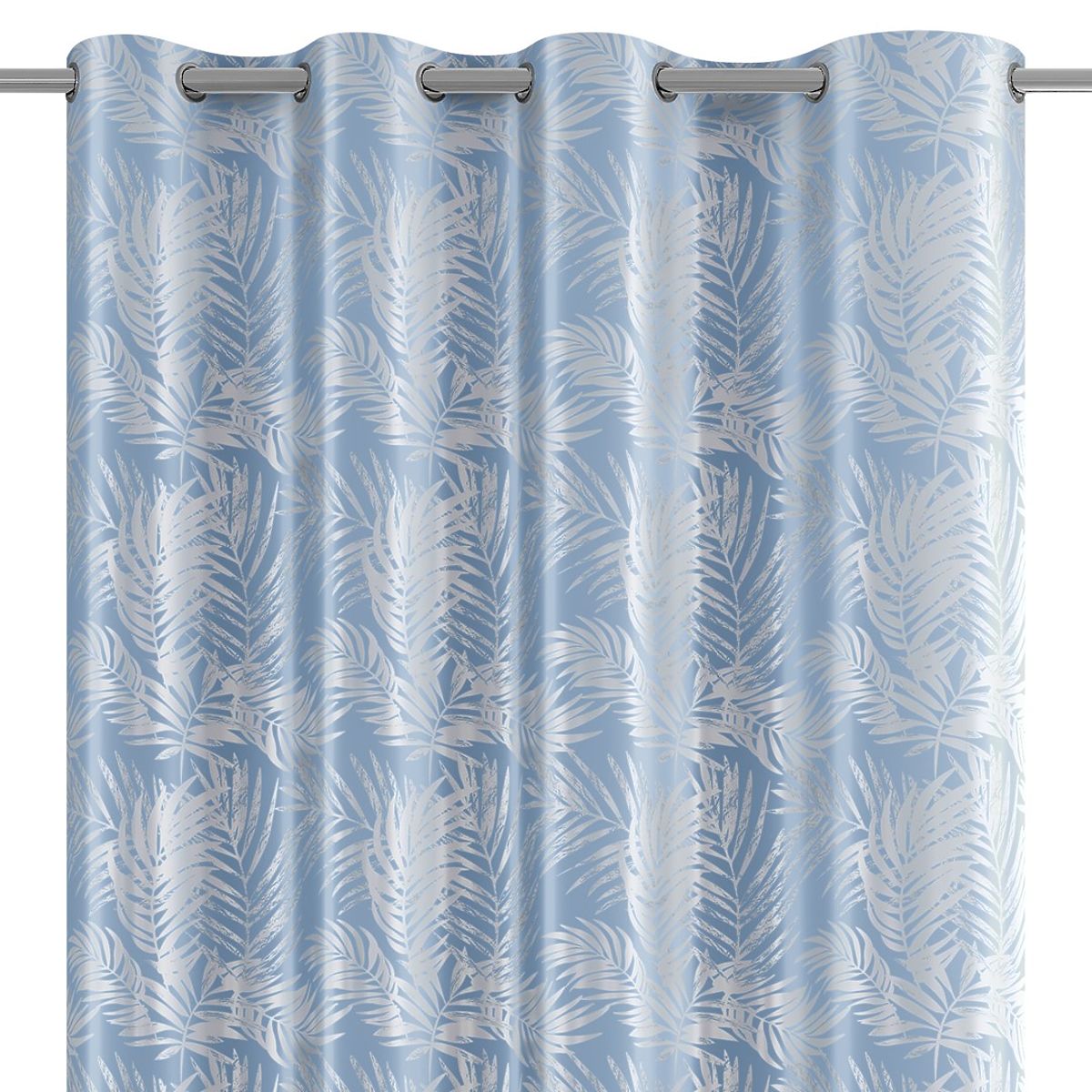 Tenda SILVERLEAVES colore azzurro stile glamour occhielli argento velluto 140x245 AmeliaH
