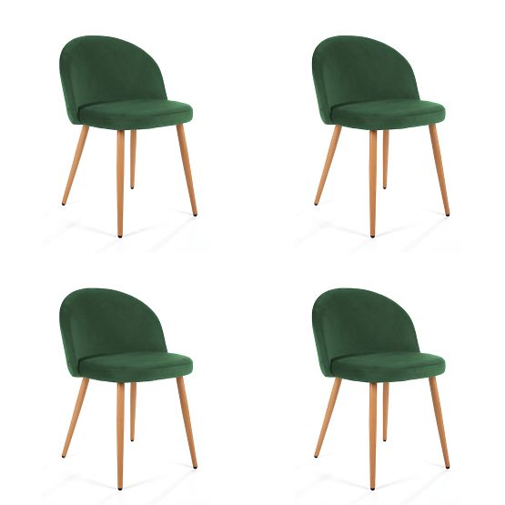 4 x Sedia imbottita in velluto SJ.075 Verde Bottiglia