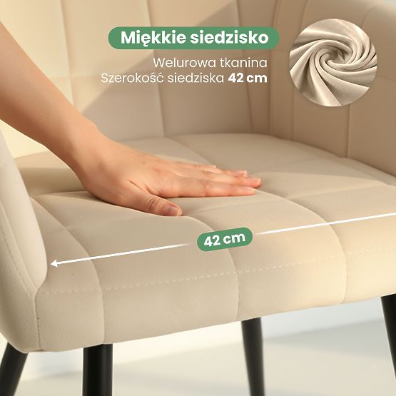 4x Sedia imbottita con cuciture quadrate Beige LUXANO Gambe nere