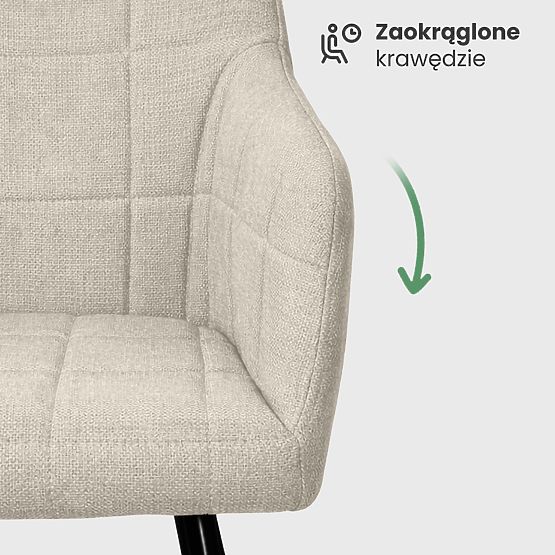 4x Sedia imbottita con cuciture quadrate Beige LUXANO Gambe nere tessuto Lumos