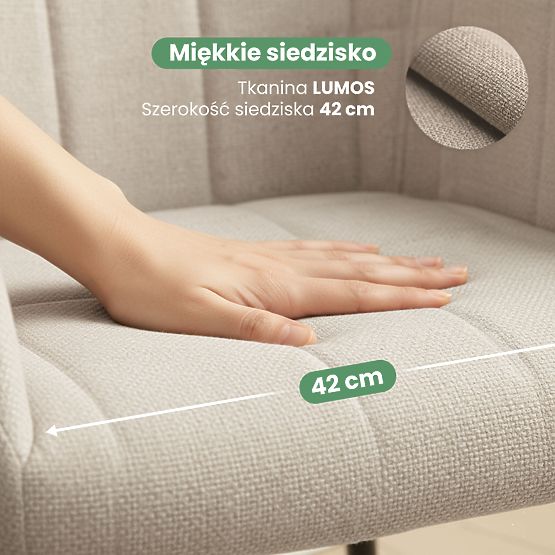 4x Sedia imbottita con cuciture quadrate Beige LUXANO Gambe nere tessuto Lumos