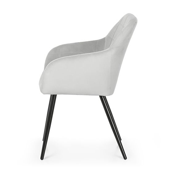 4x Sedia imbottita con cuciture quadrate Grigia LUXANO Gambe nere