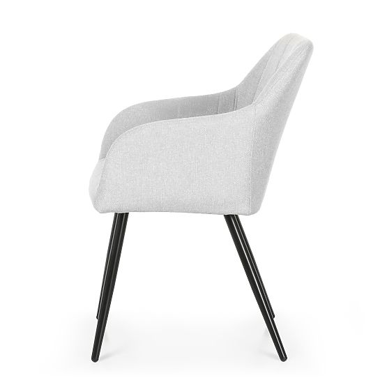 4x Sedia imbottita con cuciture quadrate Grigio Chiaro LUXANO Gambe nere tessuto Lumos