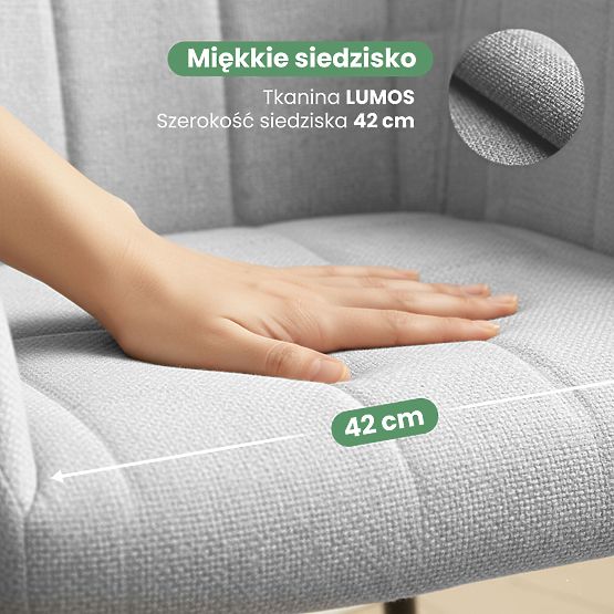 4x Sedia imbottita con cuciture quadrate Grigio Chiaro LUXANO Gambe nere tessuto Lumos