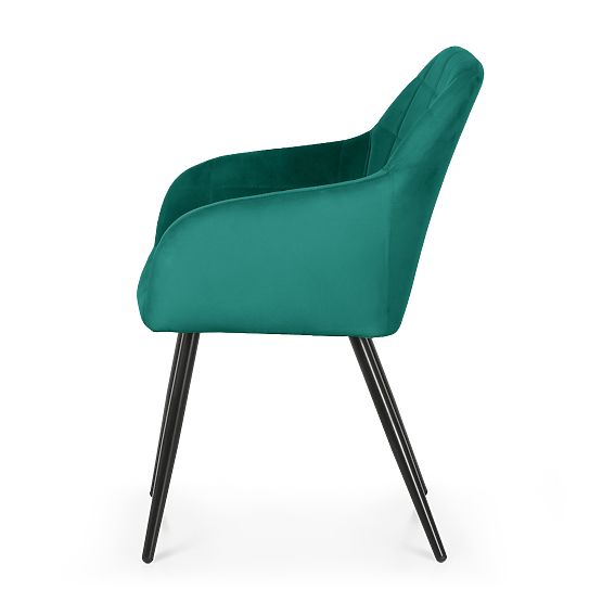 4x Sedia imbottita con cuciture quadrate Verde Bottiglia LUXANO Gambe nere