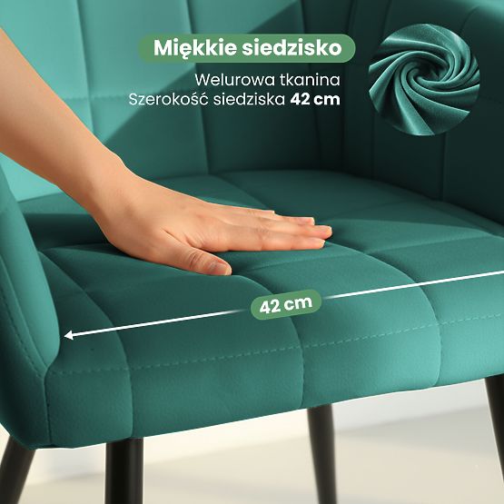 4x Sedia imbottita con cuciture quadrate Verde Bottiglia LUXANO Gambe nere