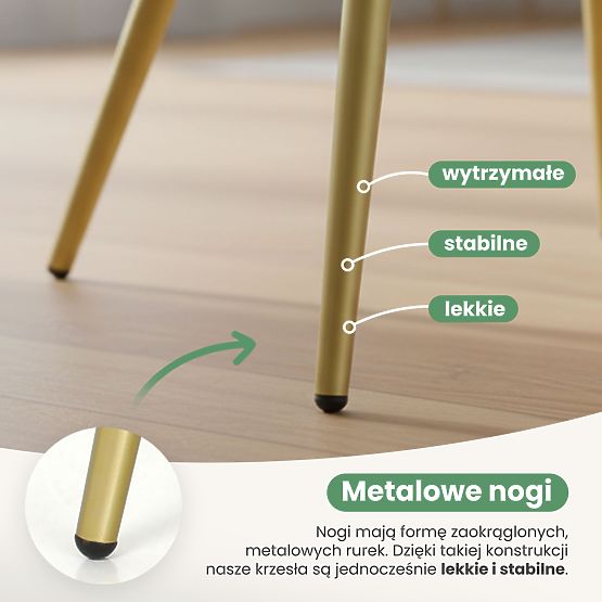 4x Sedia imbottite con cuciture quadrate Beige LUXANO Gambe dorate