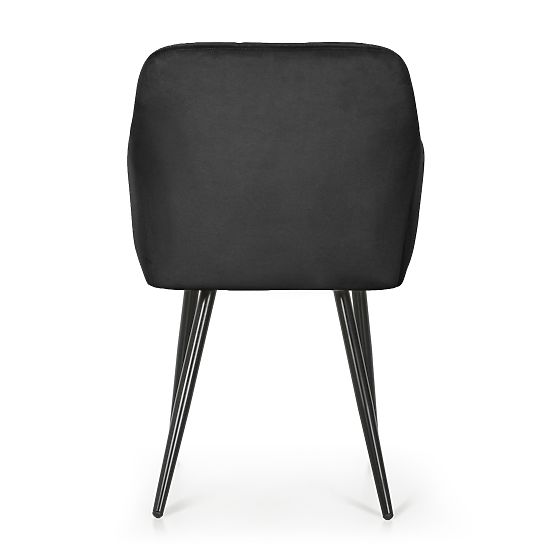 4x Sedia imbottite con cuciture quadrate Nero LUXANO Gambe nere