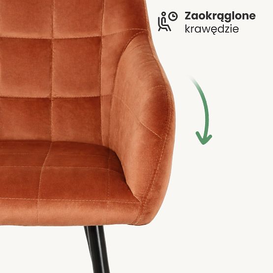 4x Sedia imbottite con cuciture quadrate Rame LUXANO Gambe nere