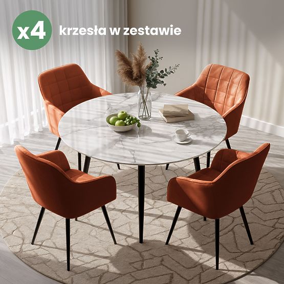 4x Sedia imbottite con cuciture quadrate Rame LUXANO Gambe nere