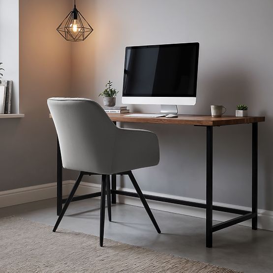 6x Sedia girevole in velluto con cuciture Grigio TURNO Gambe nere