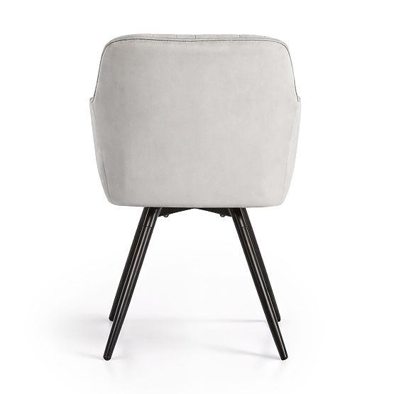 6x Sedia girevole in velluto con cuciture Grigio TURNO Gambe nere