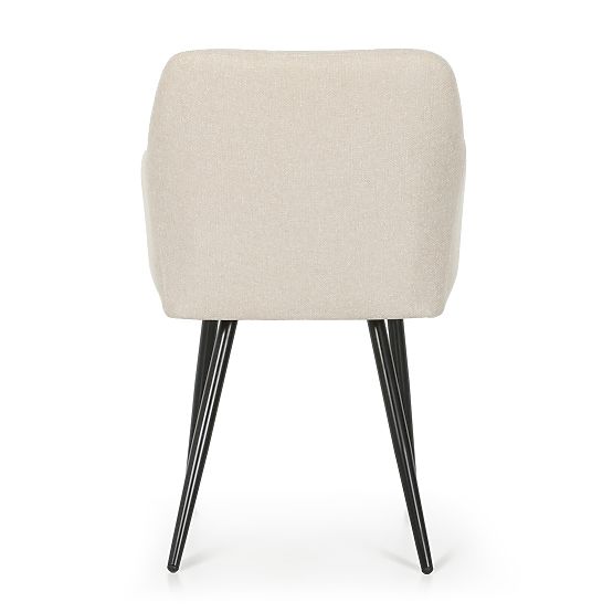 6x Sedia imbottita con cuciture quadrate Beige LUXANO Gambe nere tessuto Lumos