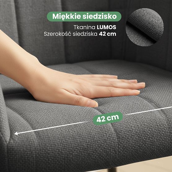 6x Sedia imbottita con cuciture quadrate Grafite Scuro LUXANO Gambe nere tessuto Lumos