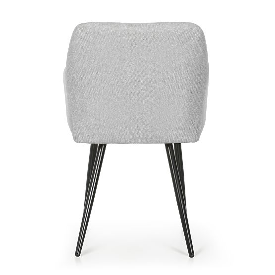 6x Sedia imbottita con cuciture quadrate Grigio Chiaro LUXANO Gambe nere tessuto Lumos