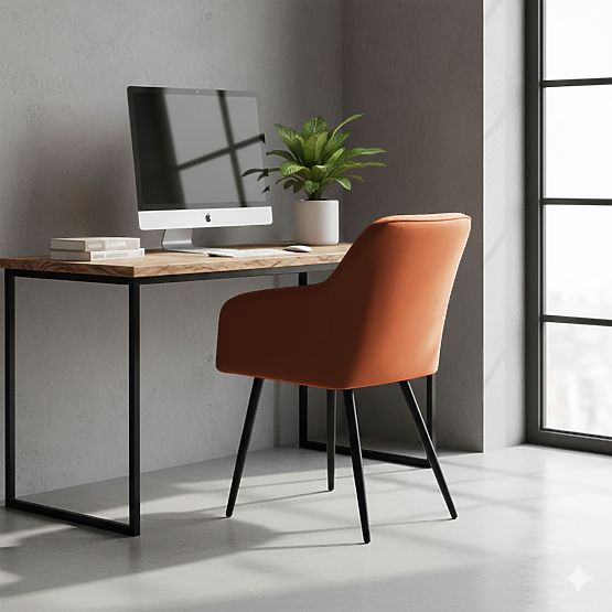 6x Sedia imbottita con cuciture quadrate Rame LUXANO Gambe nere