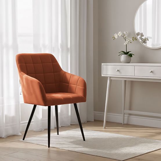 6x Sedia imbottita con cuciture quadrate Rame LUXANO Gambe nere