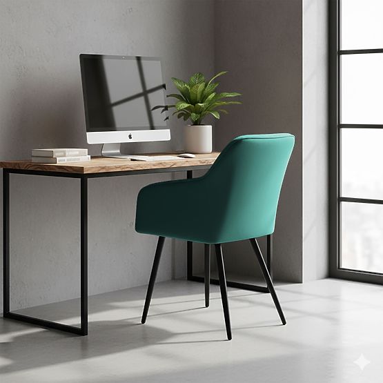 6x Sedia imbottita con cuciture quadrate Verde Bottiglia LUXANO Gambe nere