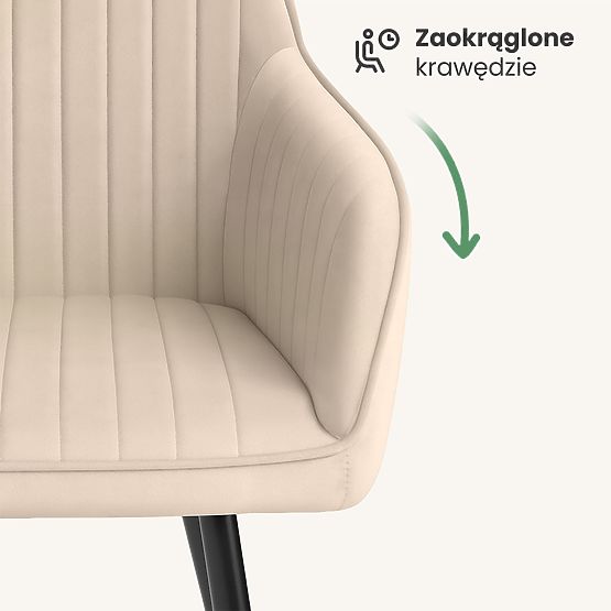 6x Sedia imbottita in velluto con cuciture Beige FLORENCE Gambe nere