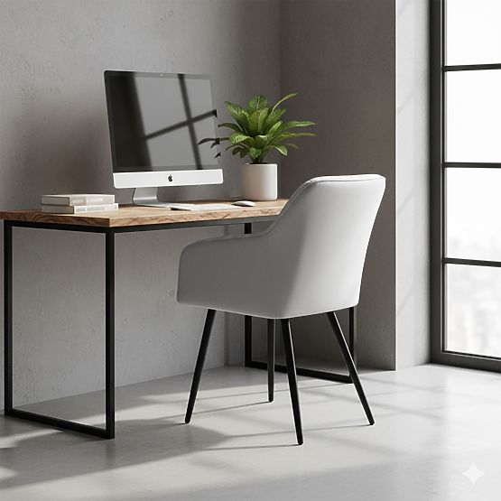 6x Sedia imbottita in velluto con cuciture Grigia FLORENCE Gambe nere