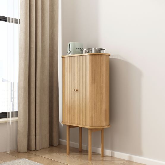 Alta credenza Clemente con lamelle, naturale