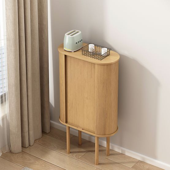 Alta credenza Clemente con lamelle, naturale