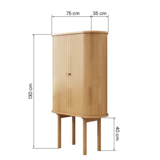 Alta credenza Clemente con lamelle, naturale