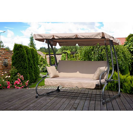 Altalena da giardino pieghevole 2 in 1 con cuscini beige