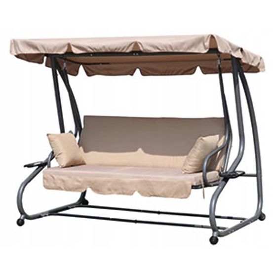 Altalena da giardino pieghevole 2 in 1 con cuscini beige