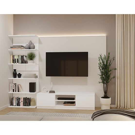 ALTO SCAFFALE BIANCO 6P 180 cm 6 Ripiani per Libri e Documenti per Ufficio e Soggiorno