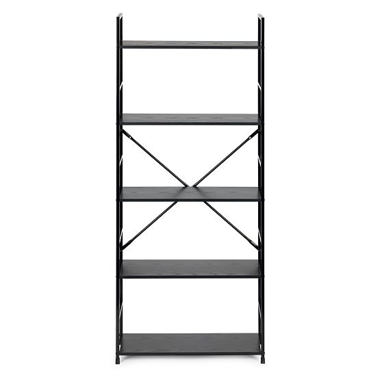 Ampia mensola in legno moderna LOFT 5 ripiani nera