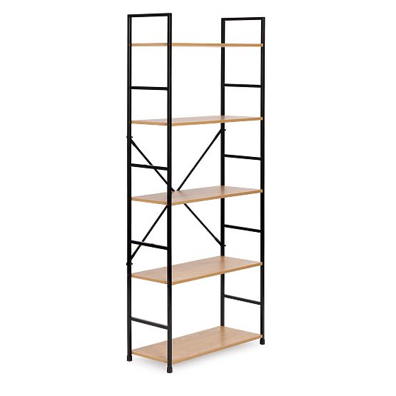 Ampio scaffale moderno in legno LOFT con 5 ripiani