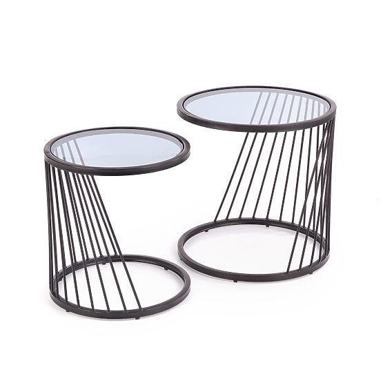 ANTILLA set di 2 tavolini nero / fumé (1p=1pz)