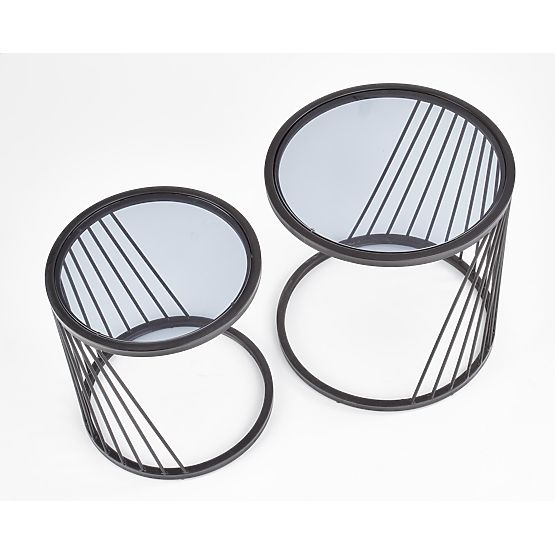 ANTILLA set di 2 tavolini nero / fumé (1p=1pz)