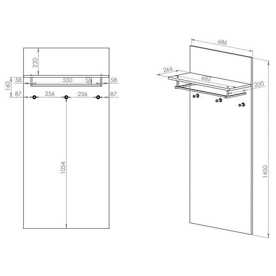 Appendiabiti da parete Nevio - rovere artigianale