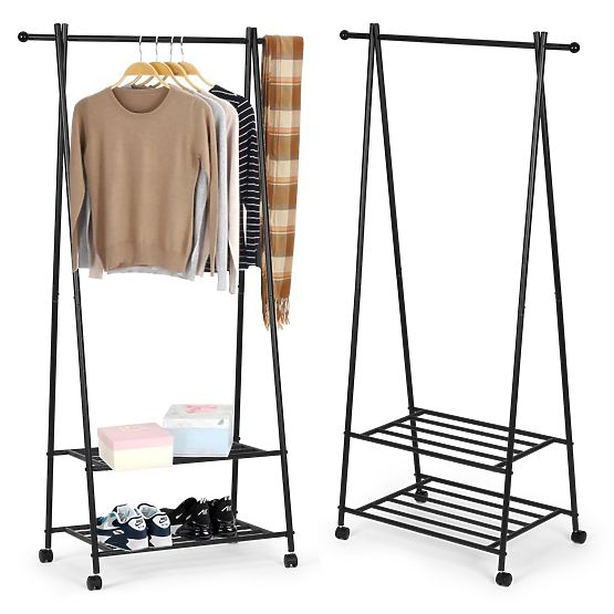 Appendiabiti da terra con 2 ripiani per abiti e scarpe ModernHome